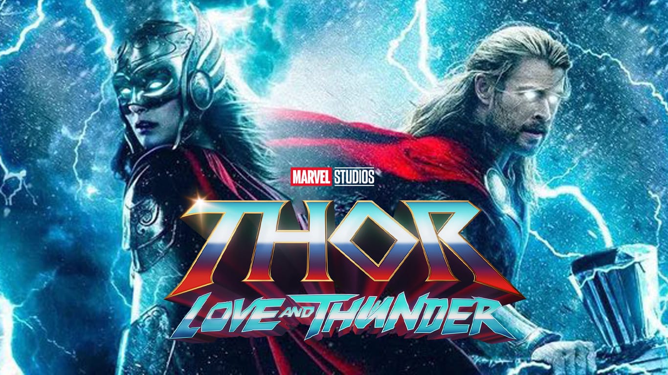 Thor-Love-And-Thunder Thor 4: arte oficial mostra Thor, Valquíra, Korg e a Poderosa Thor no estilo dos quadrinhos