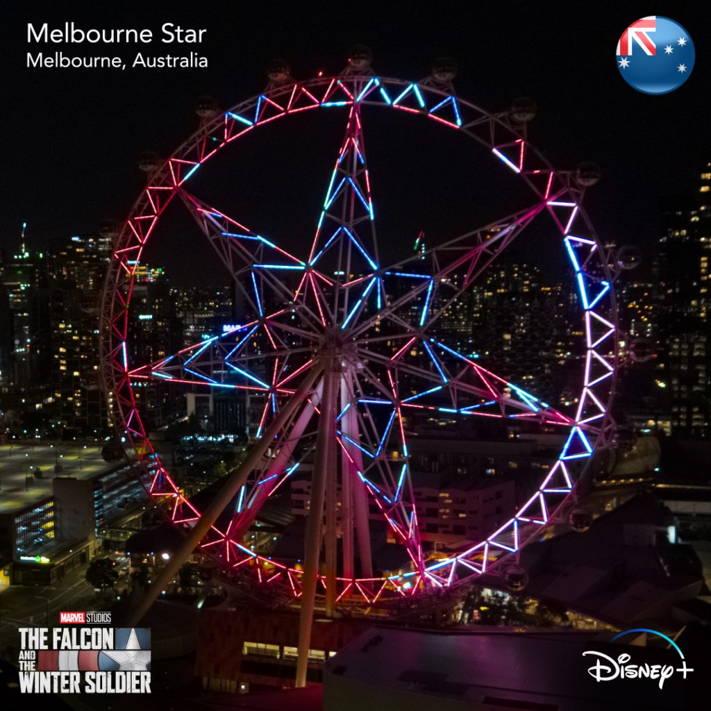 Melbourne-Star-Capitao-America-1024x1024 Atrações Mundiais Foram transformadas no Escudo do Capitão América