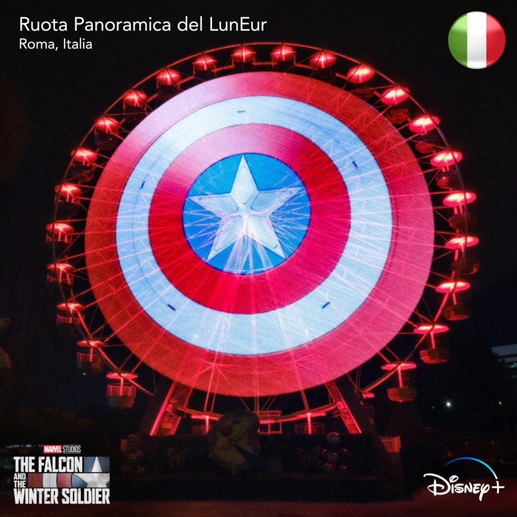 Ruota-Panoramica-del-LunEur-Capitao-America-1024x1024 Atrações Mundiais Foram transformadas no Escudo do Capitão América