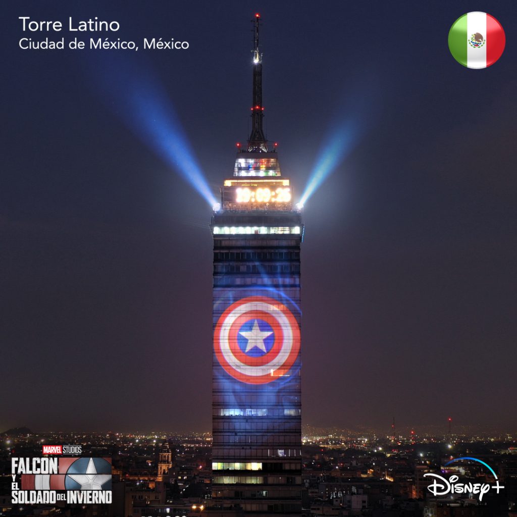 Torre-Latino-Capitao-America-1024x1024 Atrações Mundiais Foram transformadas no Escudo do Capitão América