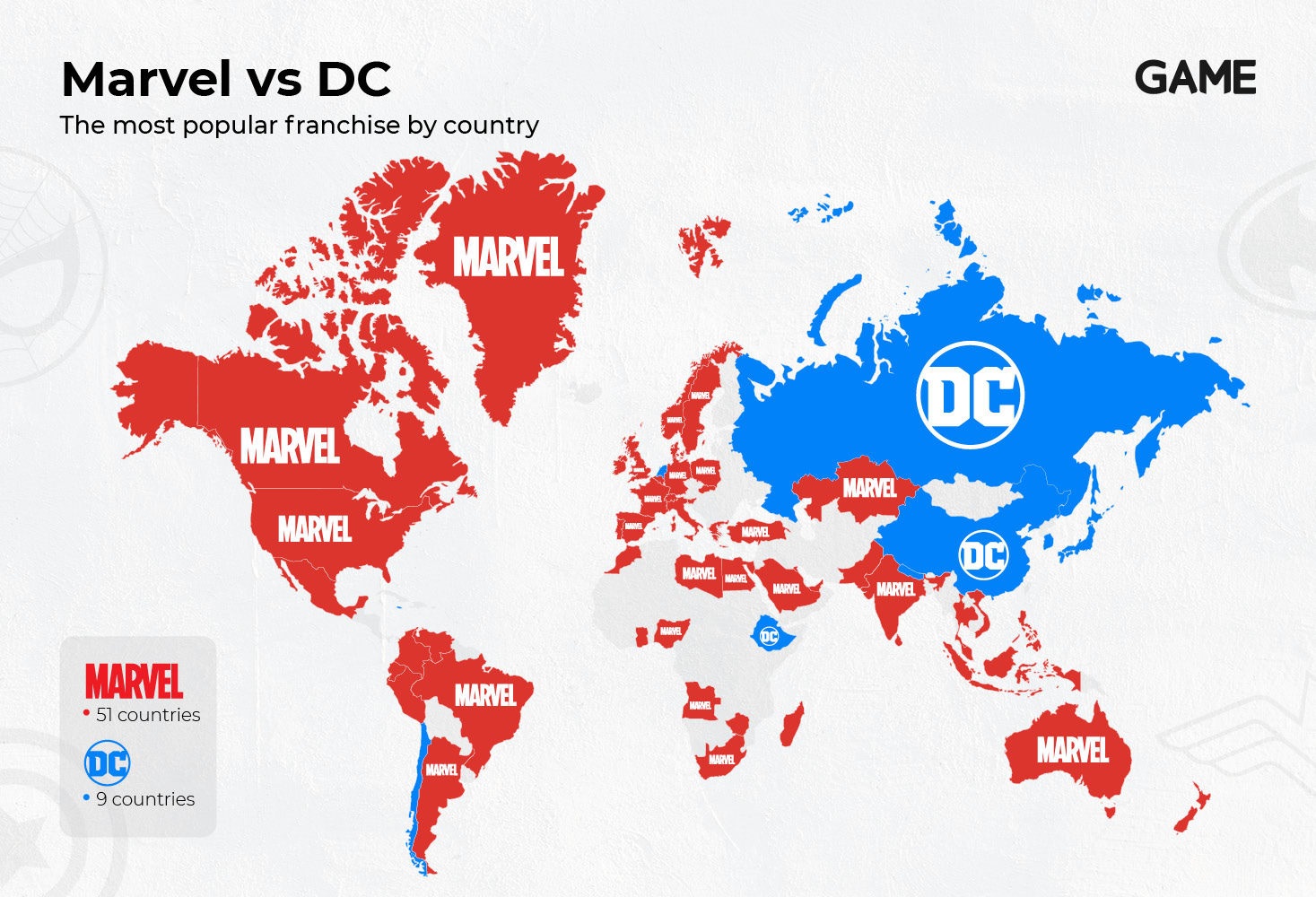 Marvel-vs-DC-paises Marvel é mais popular que DC, aponta nova pesquisa
