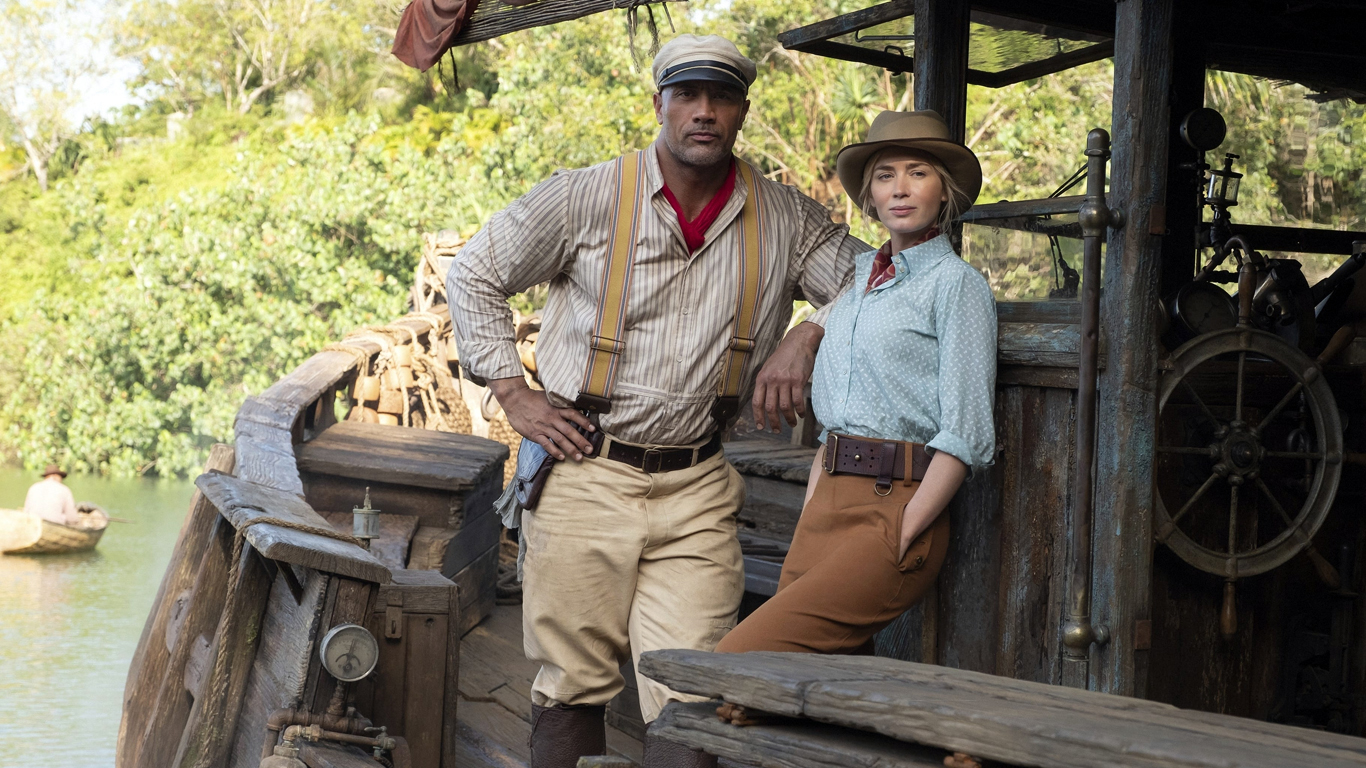 Emily-Blunt-e-Dwayne-Johnson-nos-bastidores-de-Jungle-Cruise