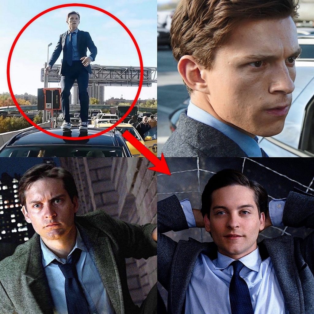 Roupas-Tom-Holland-e-Tobey-Maguire-1024x1024 Por que Tom Holland usa roupas de Tobey Maguire no trailer de Homem-Aranha 3?