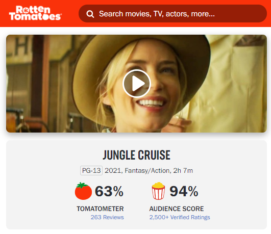image Jungle Cruise é o filme com a maior nota da carreira de Dwayne Johnson
