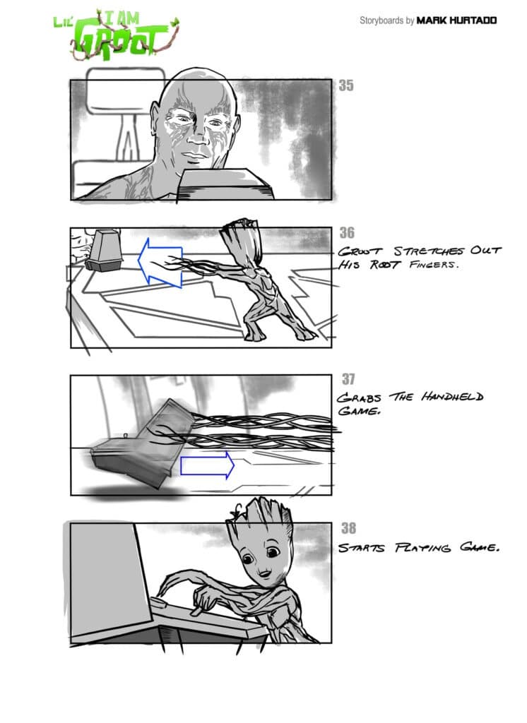 I-am-Groot-Storyboard-2 I am Groot: Desenhista pode ter confirmado retorno de mais um personagem na série do Disney+