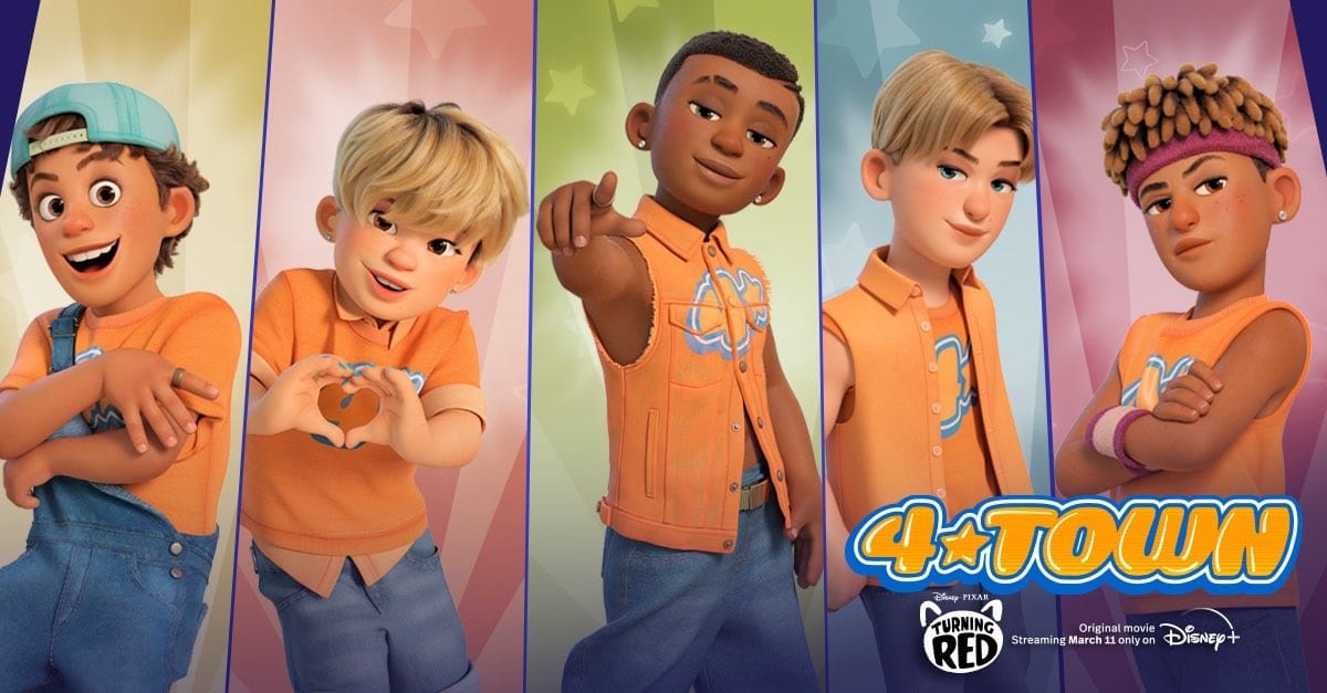 Red-Crescer-e-uma-Fera-4-Town Red: Pixar revela imagens da boyband 4★Town; elenco brasileiro da animação é divulgado