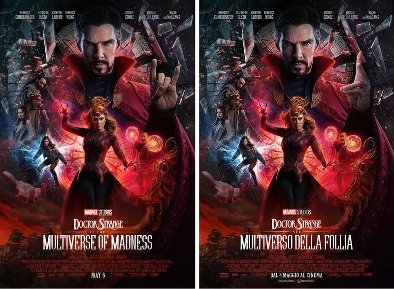 Posteres-Doutor-Estranho-Italia Doutor Estranho 2: Marvel modifica pôster do filme por causa da Itália