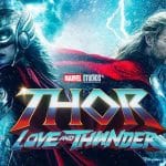 Thor 4: arte oficial mostra Thor, Valquíra, Korg e a Poderosa Thor no estilo dos quadrinhos
