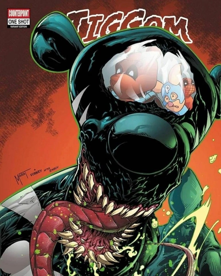 Tiggom-Tigrao-com-Venom-img1 Fã faz quadrinho bizarro misturando Venom e o Tigrão, de 'O Ursinho Pooh'