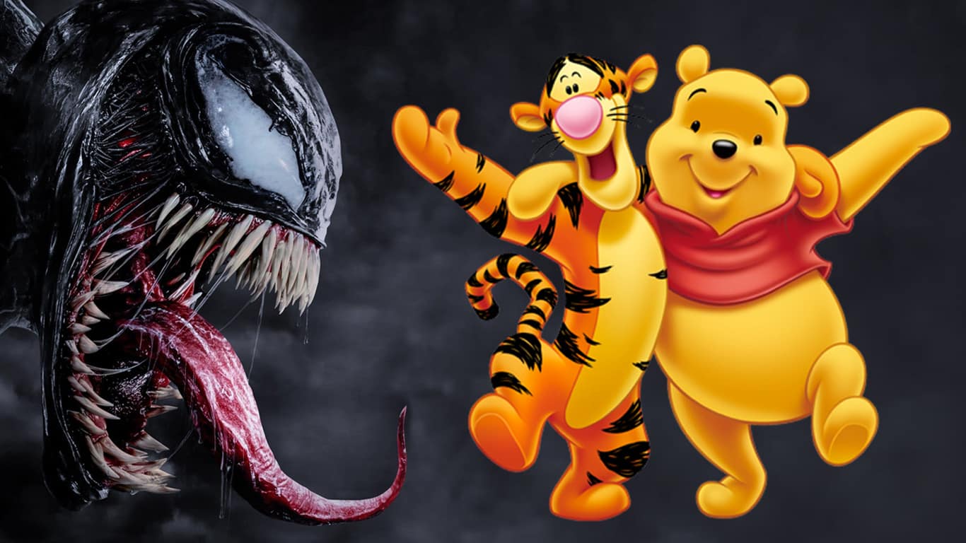 Venom-Tigrao-e-Pooh Fã faz quadrinho bizarro misturando Venom e o Tigrão, de 'O Ursinho Pooh'