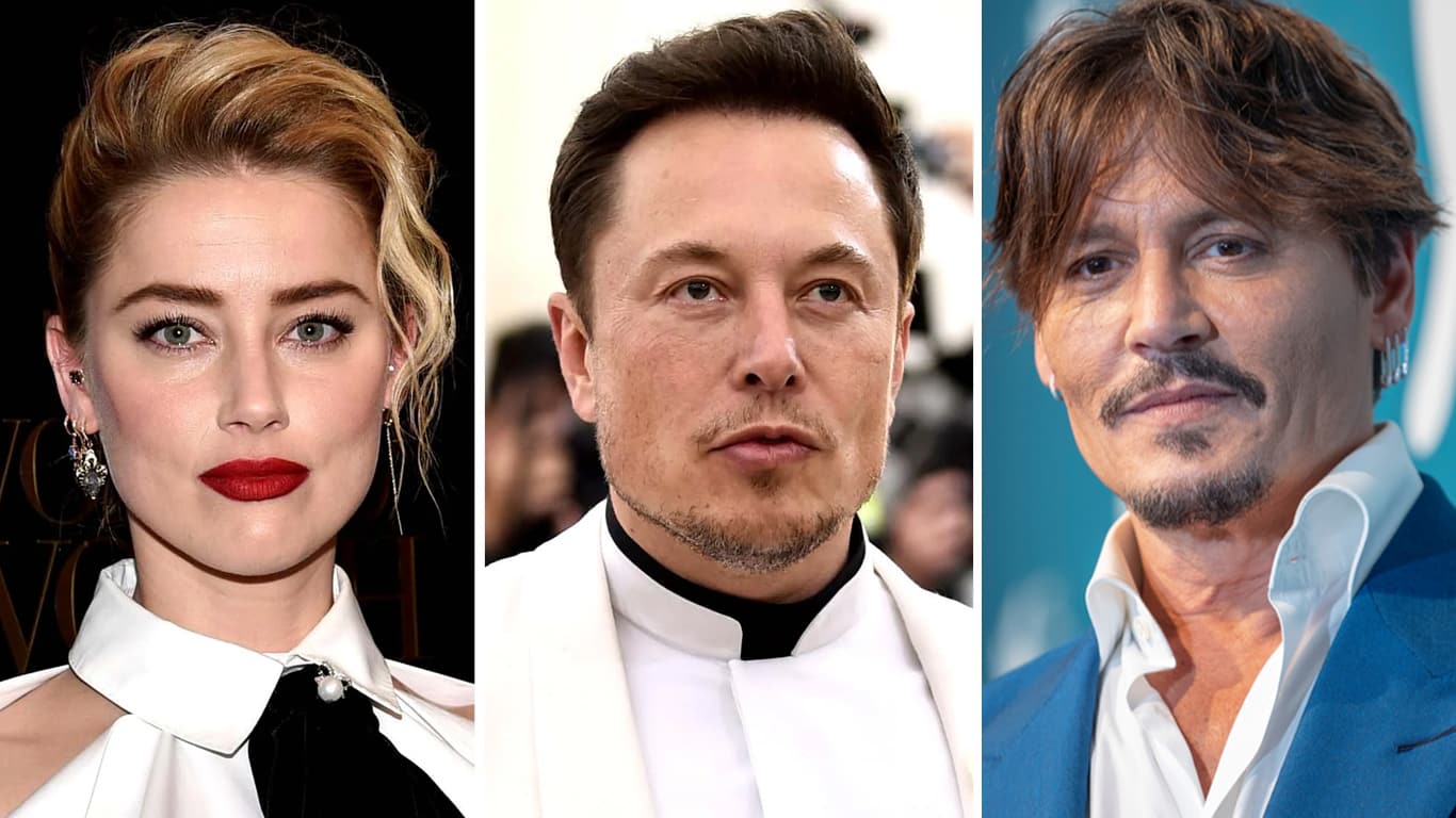 Amber-Heard-Elon-Musk-e-Johnny-Depp Elon Musk elogia Johnny Depp e Amber Heard antes da decisão do júri