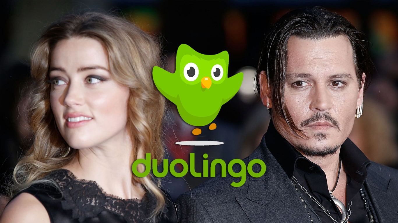 Amber-Heard-Johnny-Depp-Duolingo Duolingo é criticado por piada sobre o caso Amber Heard x Johnny Depp