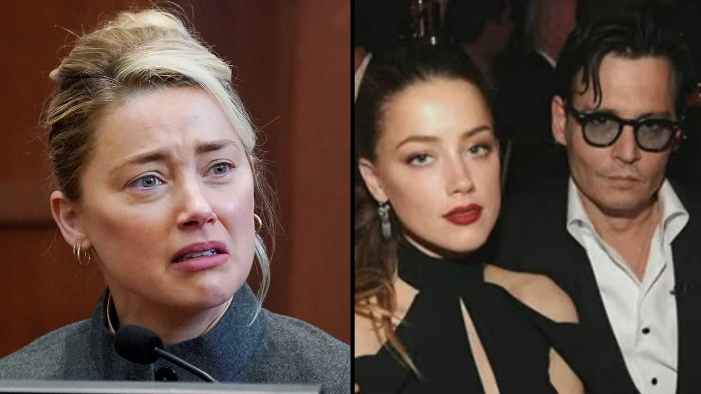 Amber-Heard-depondo-no-tribunal Amber Heard tenta explicar fotos sem lesões após supostas agressões de Johnny Depp