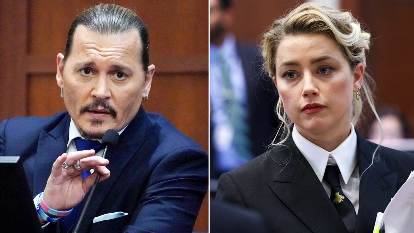 Johnny-Depp-e-Amber-Heard-no-julgamento Juíza nega pedido de Amber Heard para arquivar processo de difamação de Johnny Depp