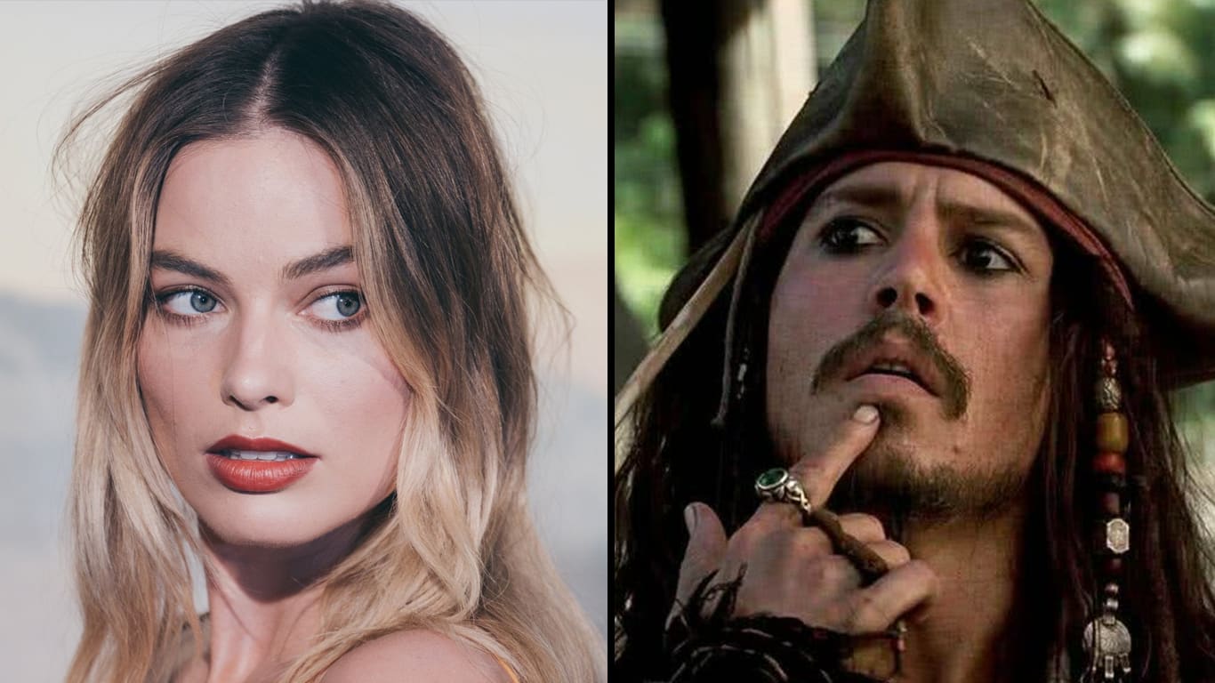 Margot-Robbie-e-Jack-Sparrow Margot Robbie, substituta de Johnny Depp, se arrepende de uma cena