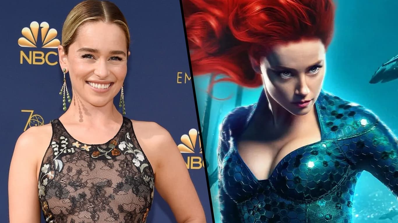 Emilia-Clarke-Amber-Heard-Aquaman Fãs de 'Aquaman' voltam a pedir Emilia Clarke no lugar de Amber Heard na sequência