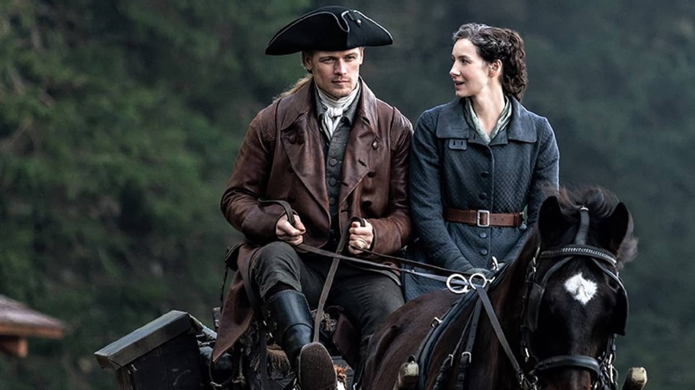 Jamie-e-Claire-Outlander Outlander: Caitriona Balfe sugere Claire e Jamie morrendo juntos no final da série