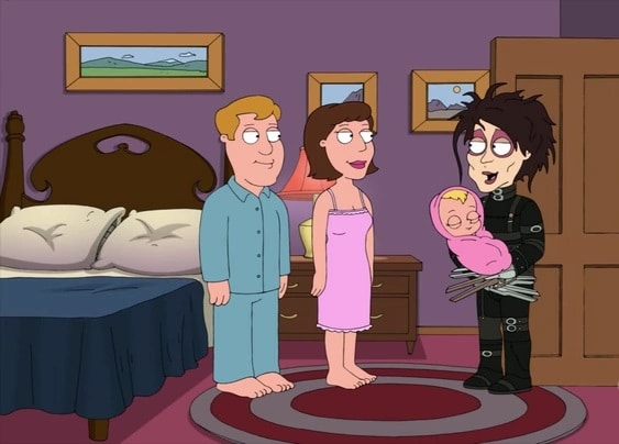 Edward-maos-de-tesoura-em-Family-Guy Johnny Depp já viveu 2 de seus icônicos personagens em 'Family Guy'