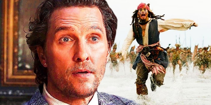 Matthew-McConaughey-e-Johnny-Depp Steven Spielberg queria outro ator como Jack Sparrow em 'Piratas do Caribe'