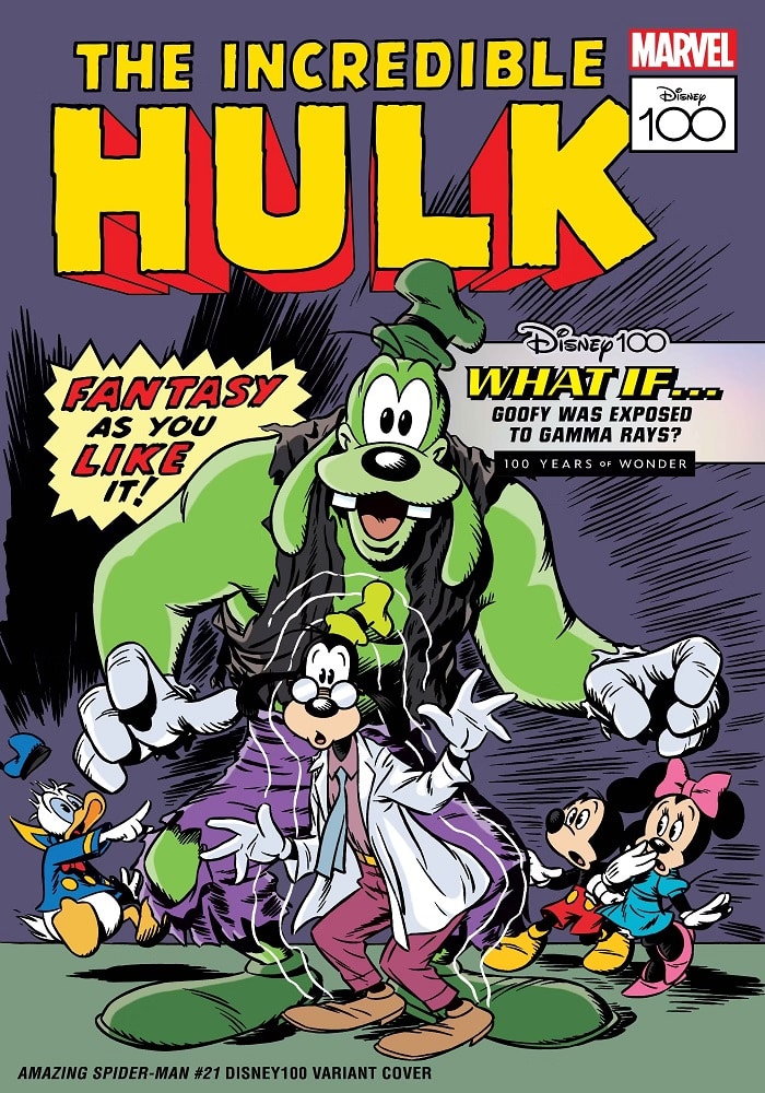 Pateta-como-O-Incrivel-Hulk-Marvel-Comics Celebrando os 100 anos da Disney, Marvel faz crossover com personagens icônicos