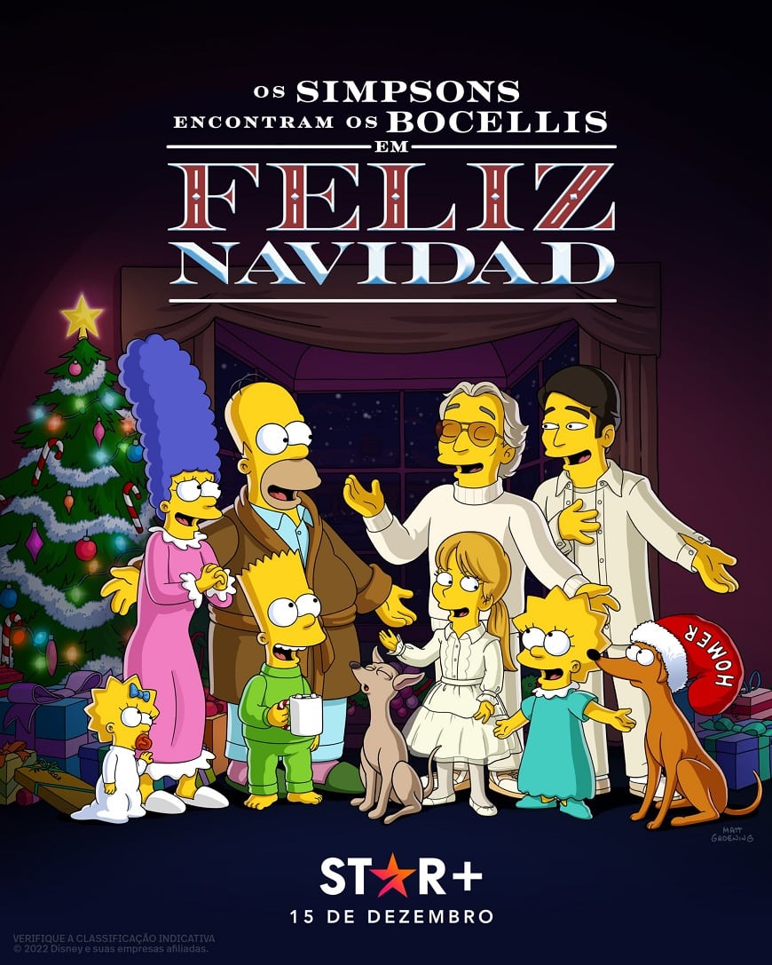 Os-Simpsons-Encontram-os-Bocellis-em-Feliz-Navidad-Poster Os Simpsons: Disney anuncia especial com Andrea Bocelli
