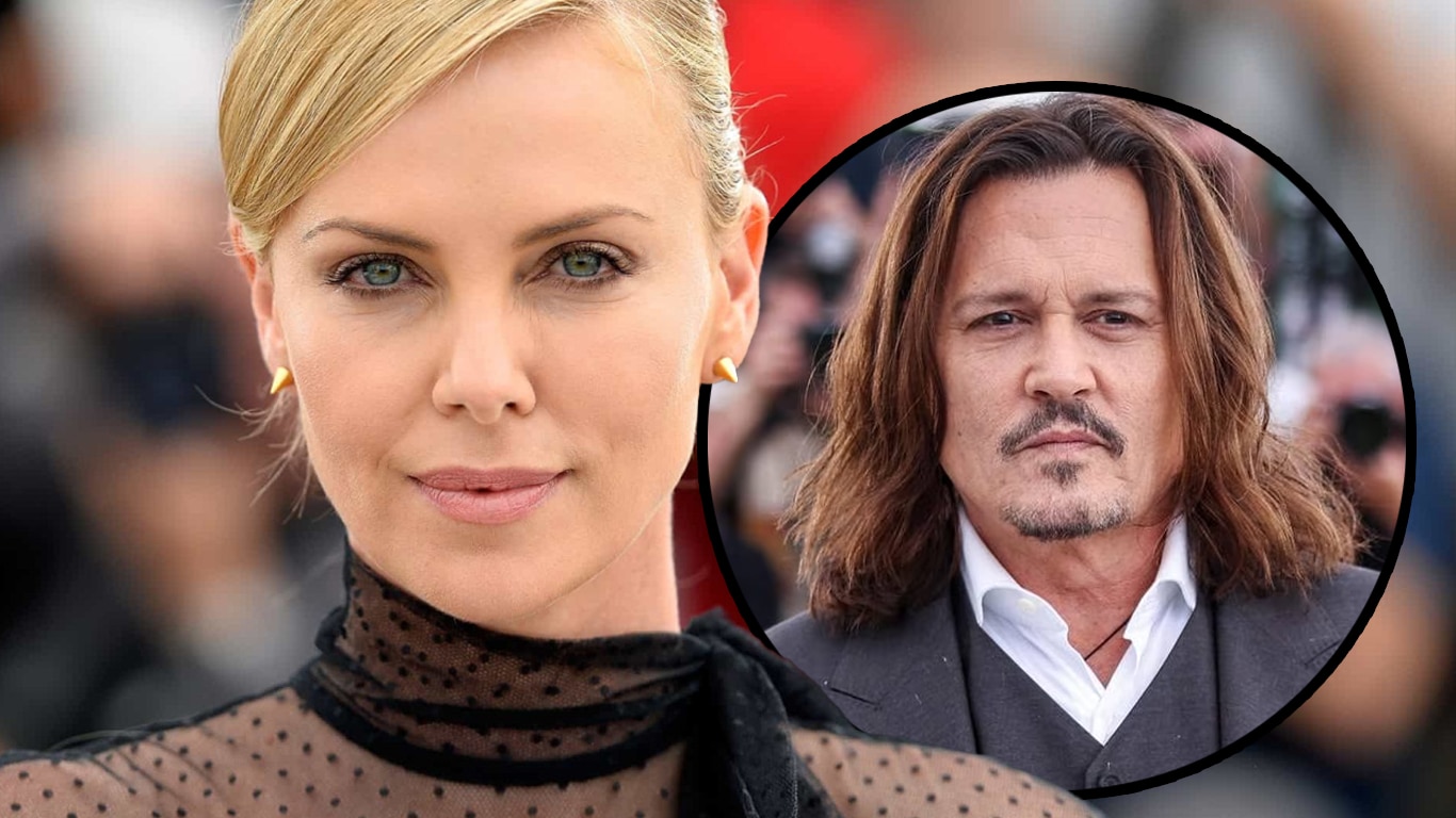Charlize-Theron-e-Johnny-Depp Charlize Theron demonstra apoio a Johnny Depp em Cannes