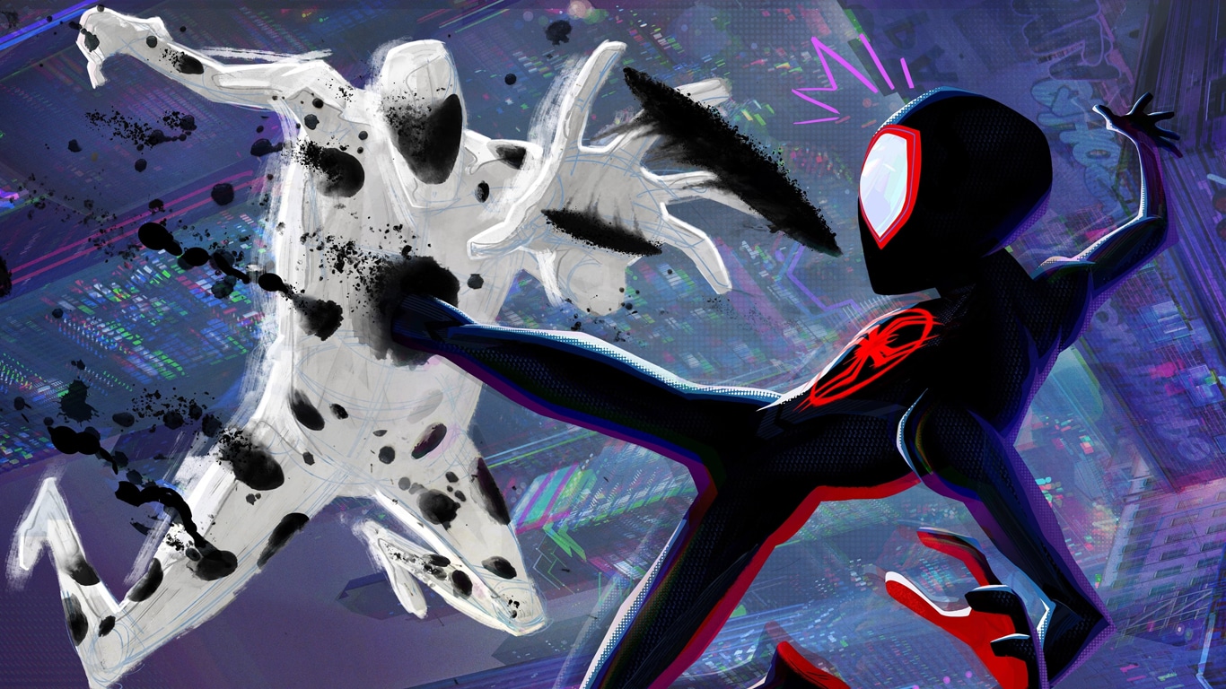 Mancha-e-Homem-Aranha Por que existem duas versões de Homem-Aranha: Através do Aranhaverso nos cinemas?