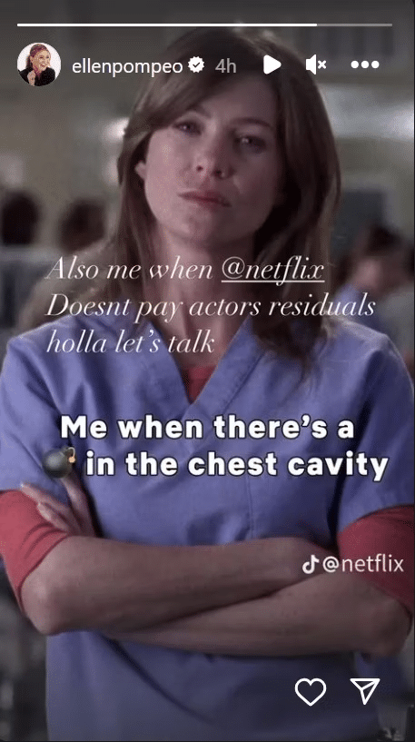 image-40 Grey's Anatomy: Ellen Pompeo usa meme para criticar Netflix por falta de pagamento