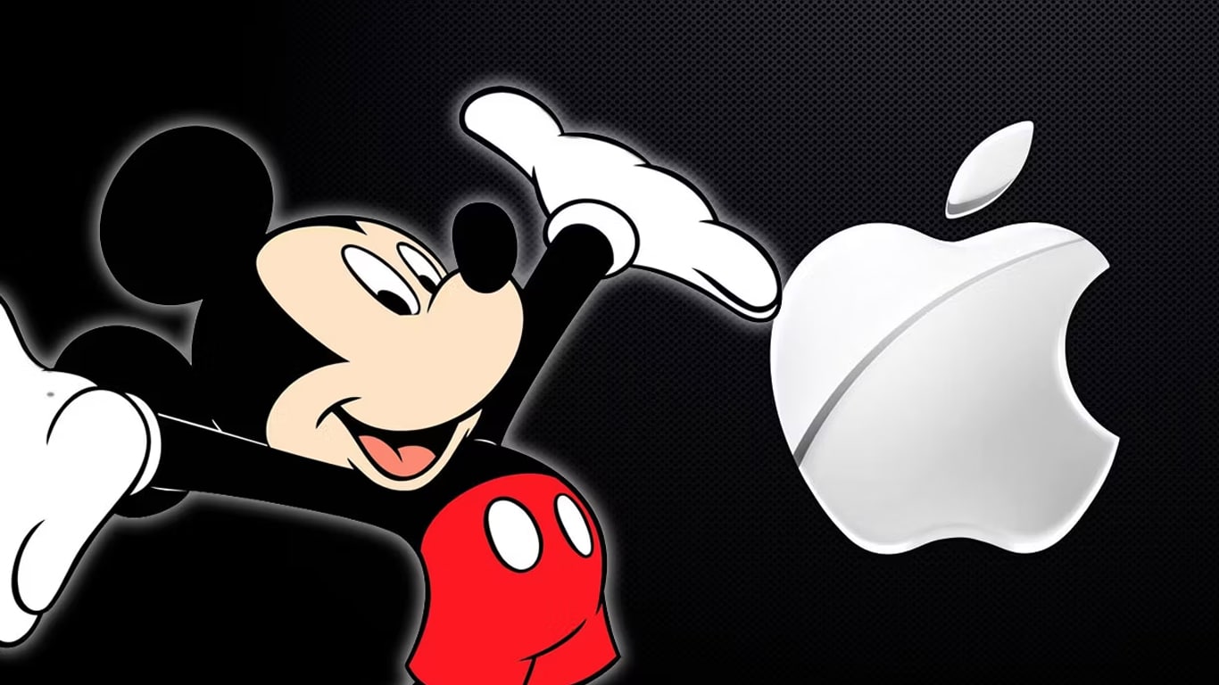 Mickey-com-o-logo-da-Apple Disney comenta possibilidade de venda para a Apple