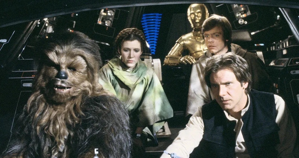 Chewie-Leia-C3PO-Luke-Skywalker-e-Han-Solo Baylan carrega lista com 7 nomes em Ahsoka, incluindo Luke Skywalker