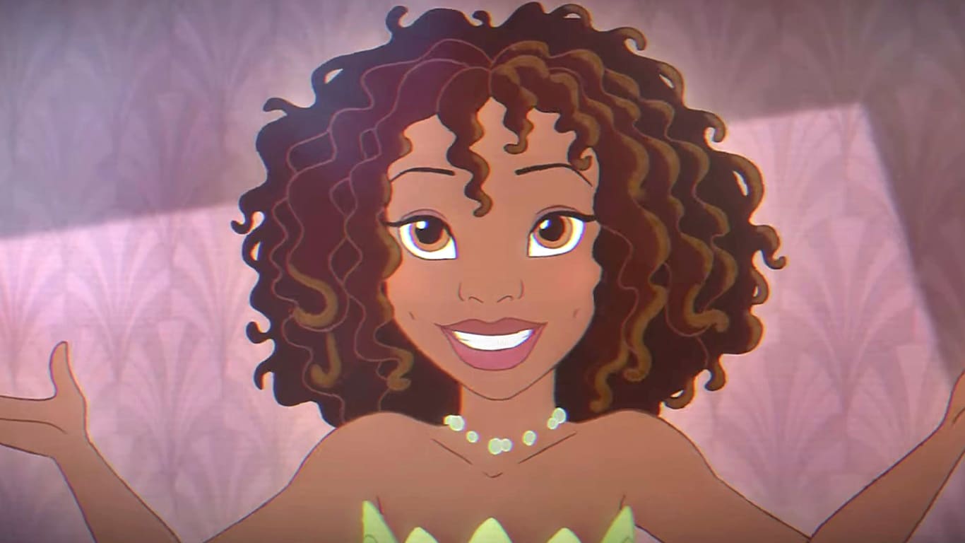 Princesa-Tiana-com-cabelos-soltos Tiana, de A Princesa e o Sapo, solta os cabelos em comercial de shampoo da Seda