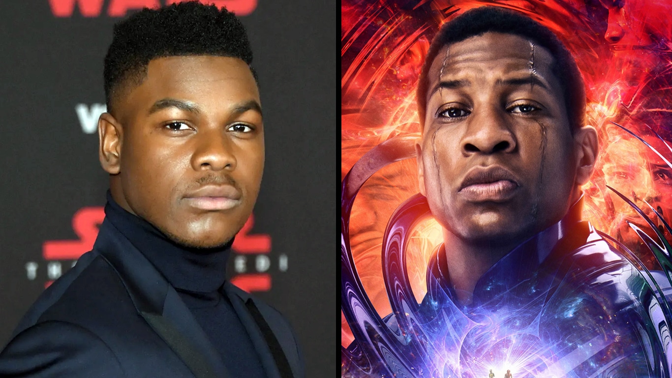 John-Boyega-e-Jonathan-Majors John Boyega responde com GIF sobre substituir Jonathan Majors na Marvel