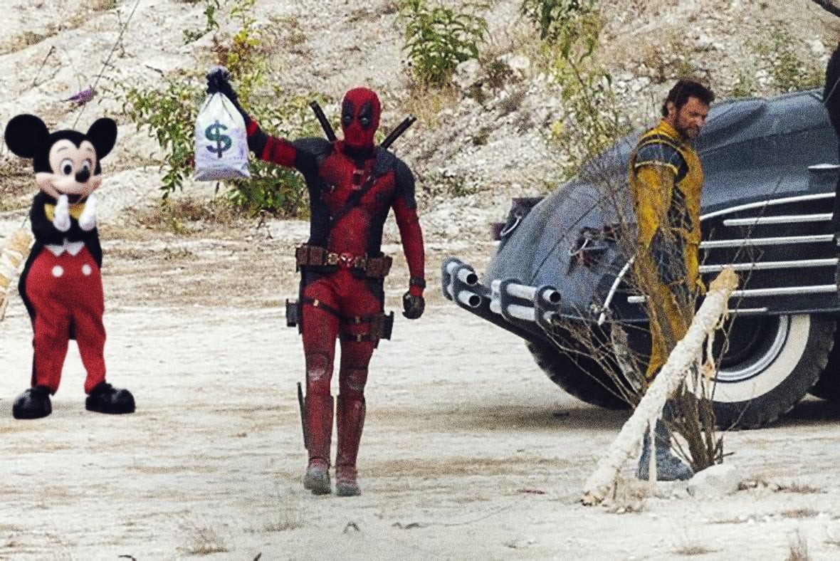 Mickey-em-Deadpool-3 Ryan Reynolds 'vaza' fotos com Mickey e Predador no set de Deadpool 3