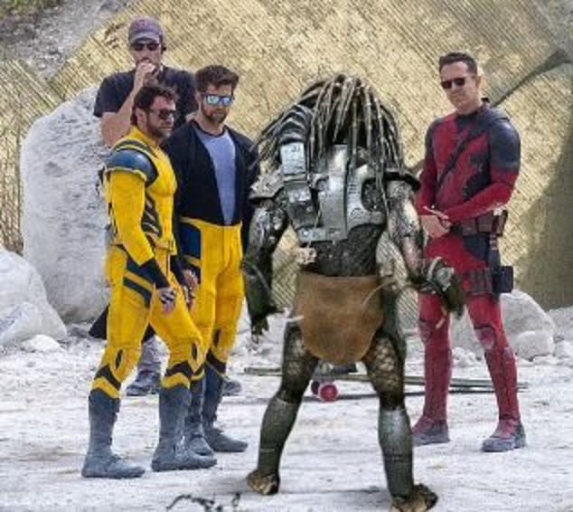 Predador-em-Deadpool-3 Ryan Reynolds 'vaza' fotos com Mickey e Predador no set de Deadpool 3