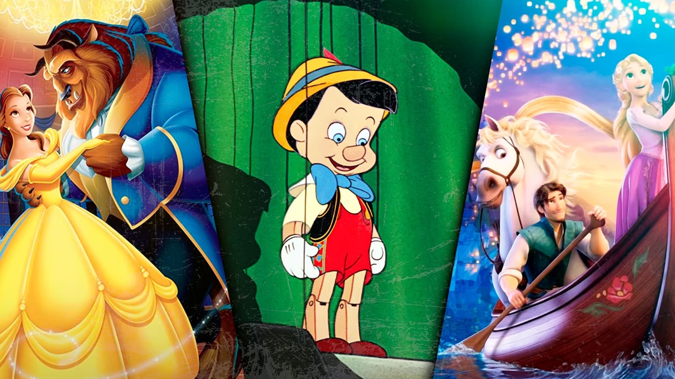 A-Bela-e-a-Fera-Pinoquio-e-Enrolados Qual é a única animação da Disney com 100% de aprovação da crítica?