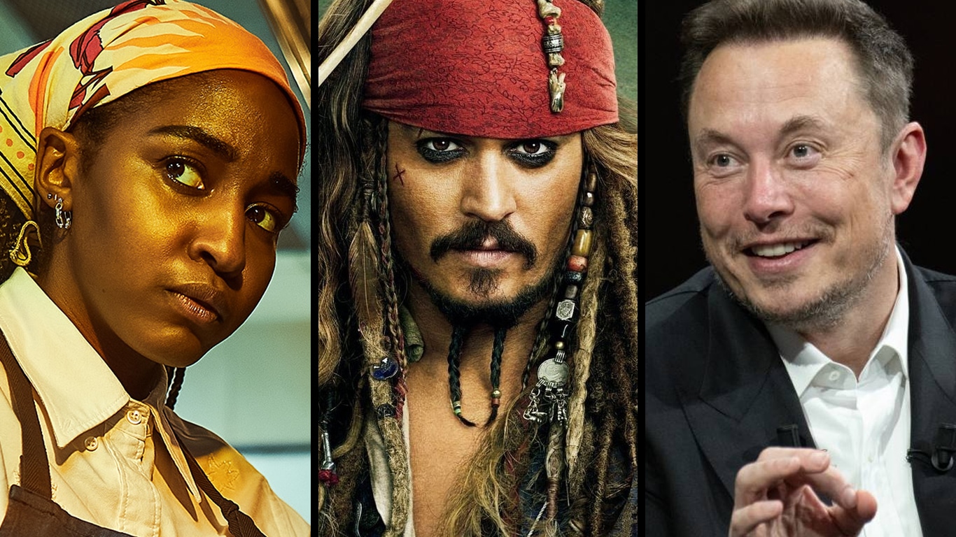 Piratas-do-Caribe-Ayo-Edebiri-Johnny-Depp-e-Elon-Musk Piratas do Caribe 6: reação de Elon Musk e detalhes da personagem de Ayo Edebiri