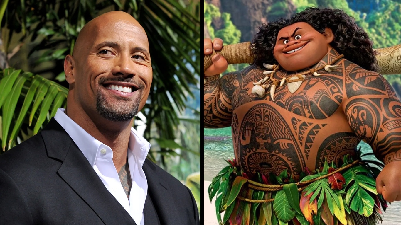 Moana-Dwayne-Johnson-como-Maui Primeira imagem do Live-action de Moana revela Anzol icônico de Maui