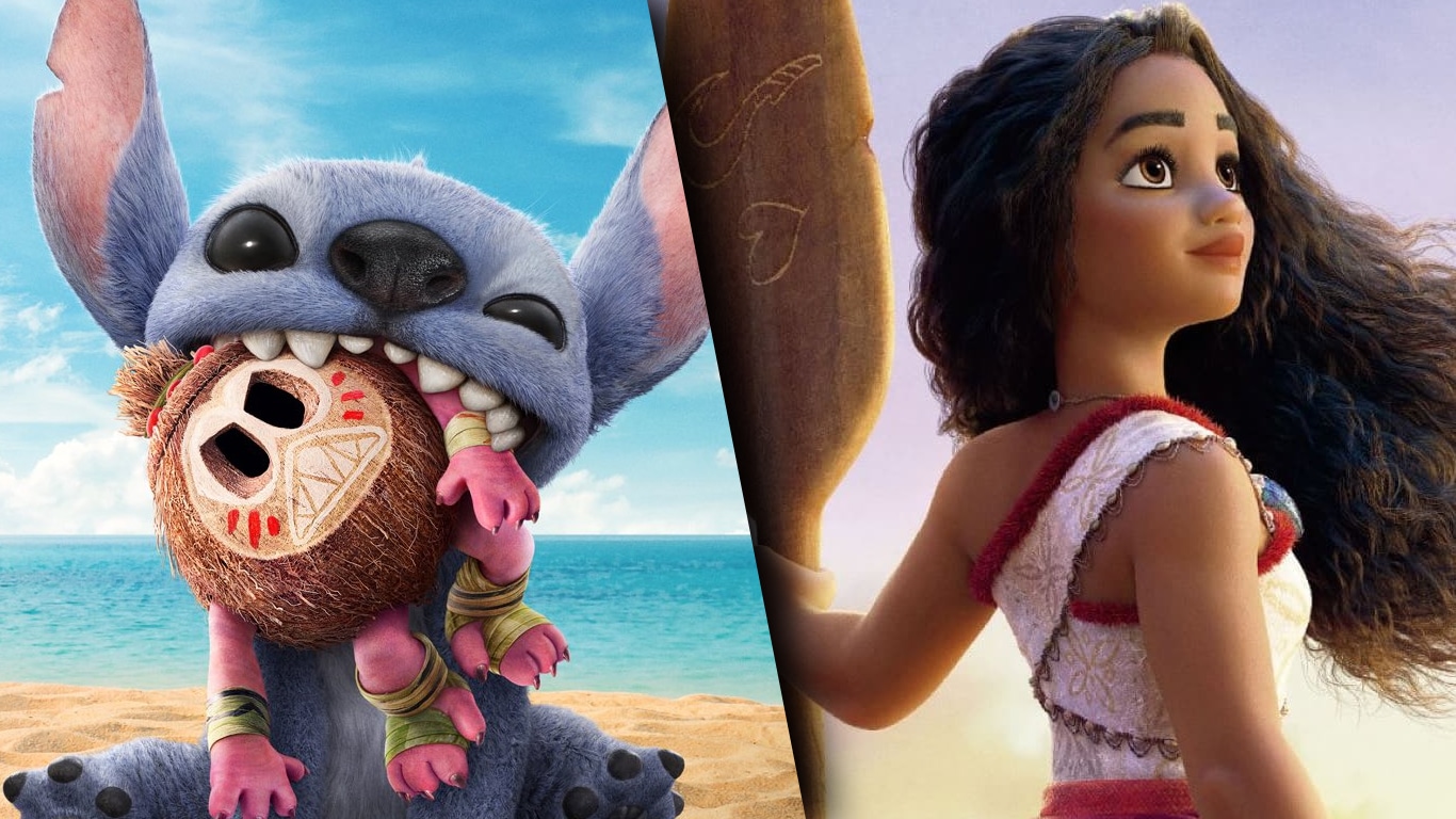 Lilo-Stitch-e-Moana Lilo & Stitch: Nova imagem do live-action traz crossover com Moana