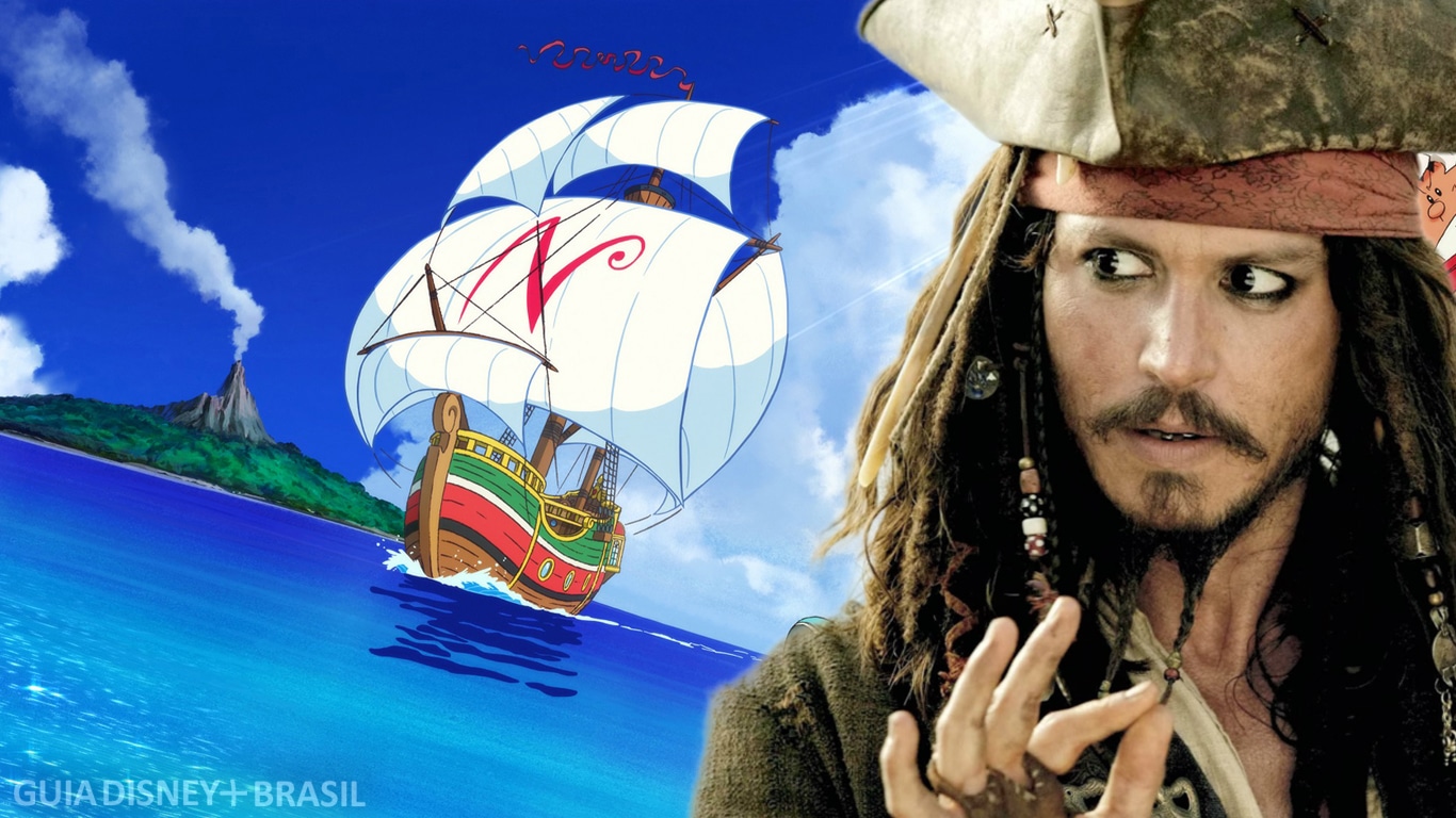 Johnny-Depp-Piratas-do-Caribe-Doraemon Johnny Depp levou Piratas do Caribe para um dos animes mais famosos da TV