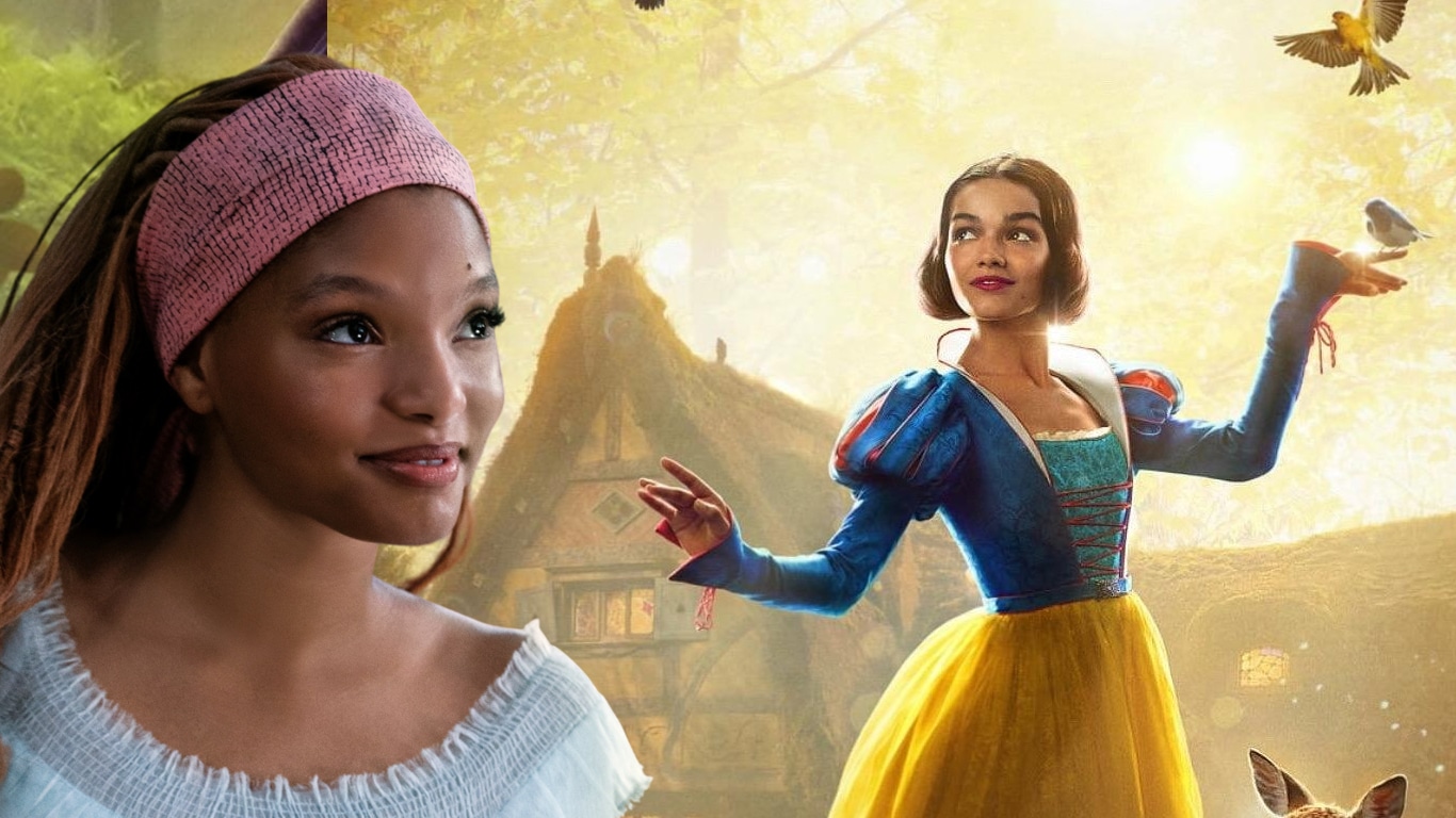 A-Pequena-Sereia-e-Branca-de-Neve Halle Bailey envia mensagem de apoio a Rachel Zegler após estreia de Branca de Neve