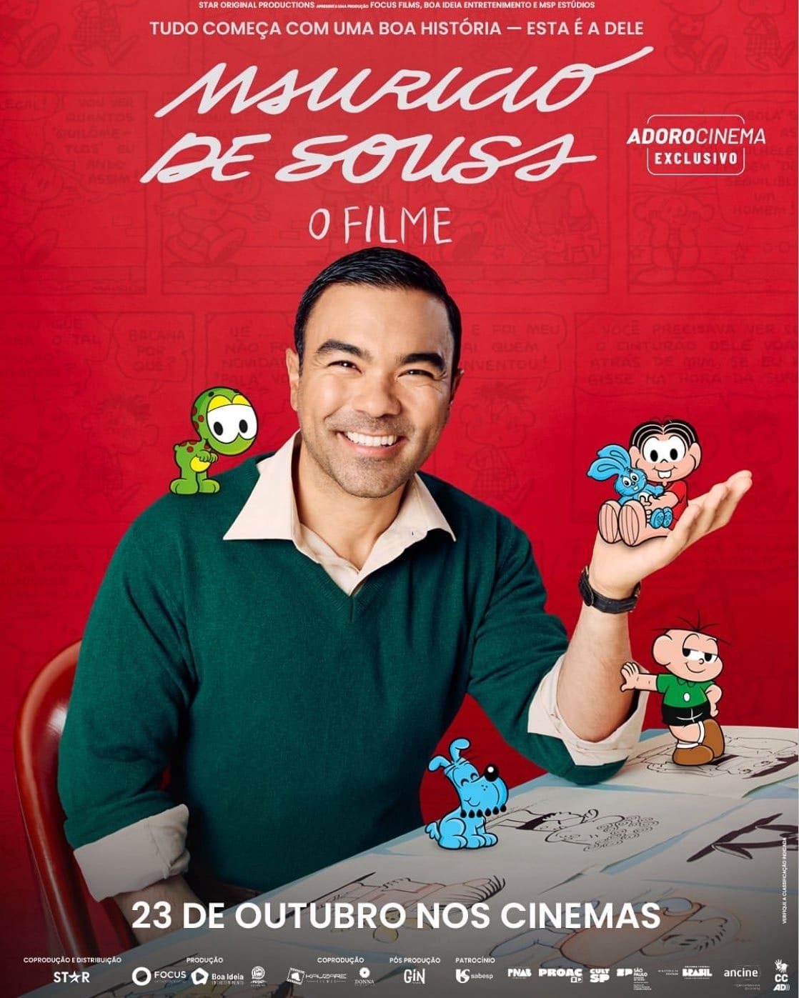 Poster-Mauricio-de-Sousa-O-Filme "Mauricio de Sousa – O Filme" recria momento histórico em seu pôster oficial