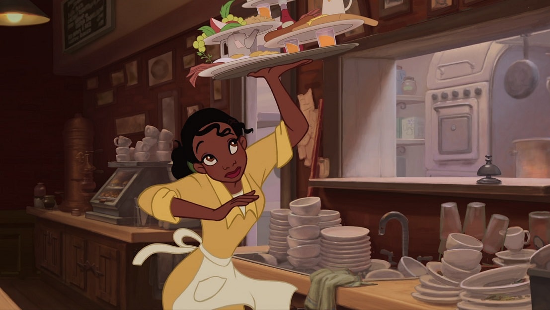 Tiana-trabalhando-A-Princesa-e-o-Sapo O detalhe no final de A Princesa e o Sapo que muda tudo o que você pensava sobre o filme