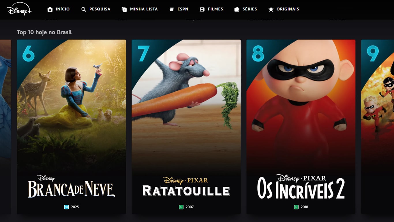 Pagina-inicial-Disney-Plus Filme da Disney rejeitado no cinema vira sucesso no streaming após 90 dias no topo