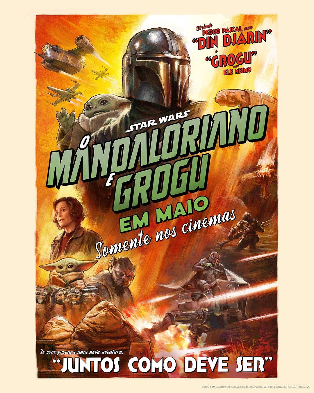 Poster-oficial-The-Mandalorian-and-Grogu-1 Trailer de The Mandalorian & Grogu revela Sigourney Weaver, AT-AT e criaturas de Dejarik