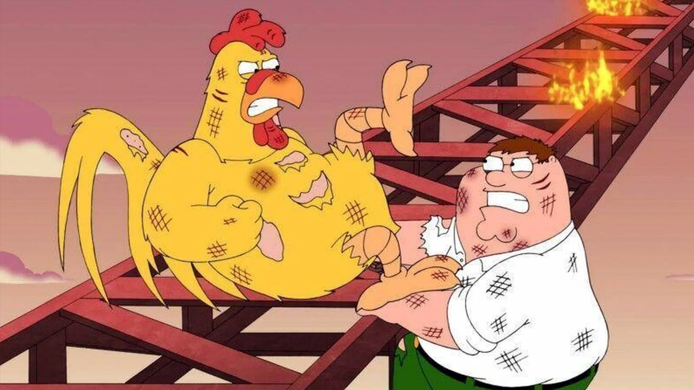 Family-Guy-Frango-Gigante-e-Peter-Griffin Peter Griffin perde seu maior rival: Family Guy confirma morte do Frango Gigante