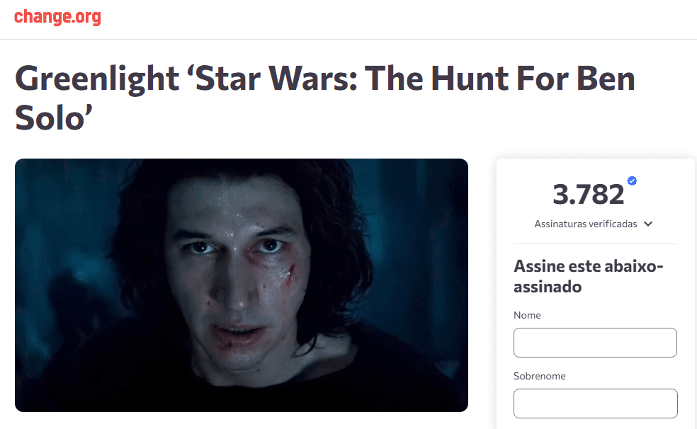 Milhares de pessoas assinam petição para pressionar a Disney a ressuscitar o filme de Kylo Ren image-176 Milhares de pessoas assinam petição para pressionar a Disney a ressuscitar o filme de Kylo Ren