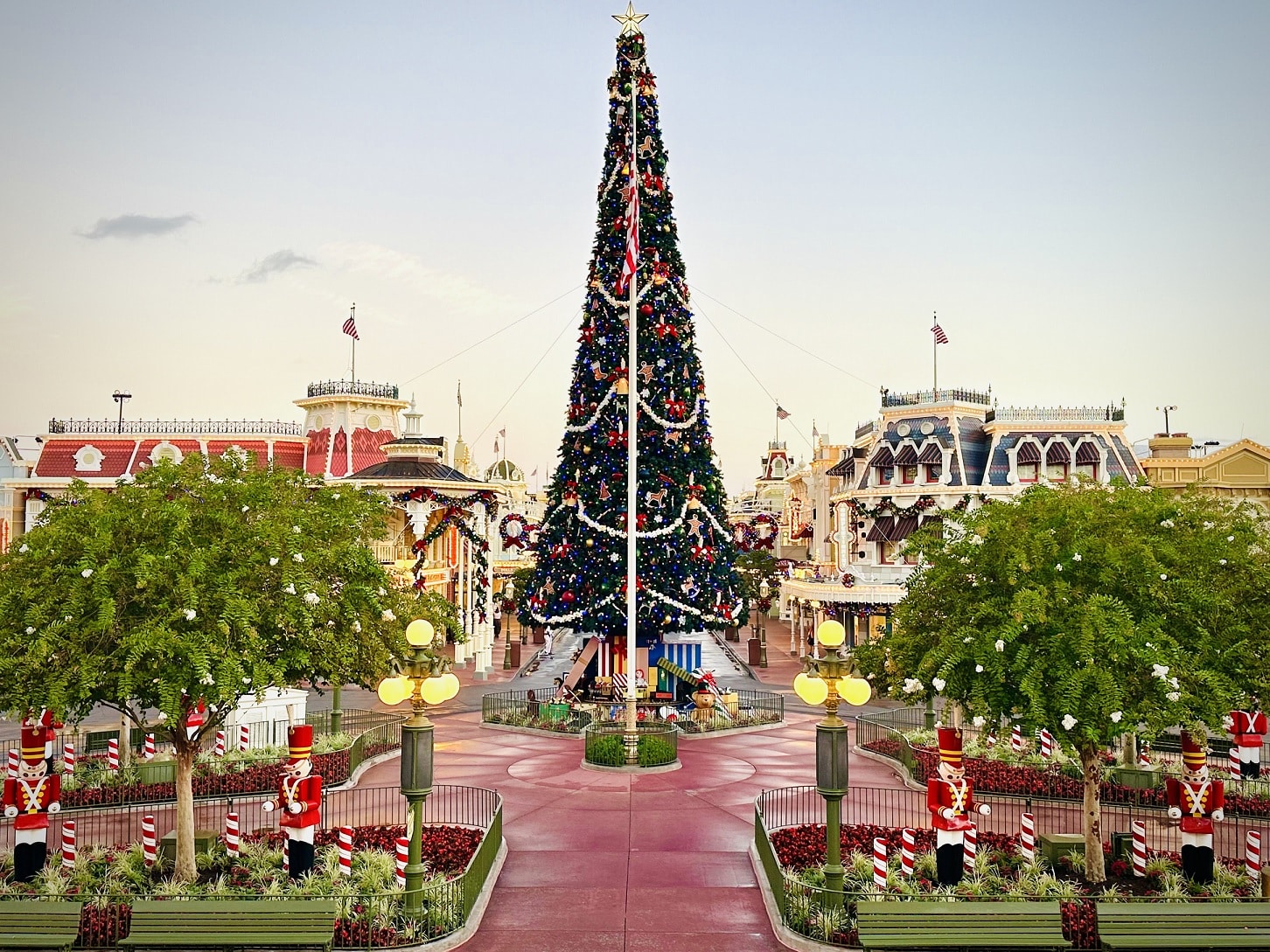 Arvore-de-Natal-Magic-Kingdom Disney mostra como monta a árvore gigante de Natal do Magic Kingdom em uma única noite