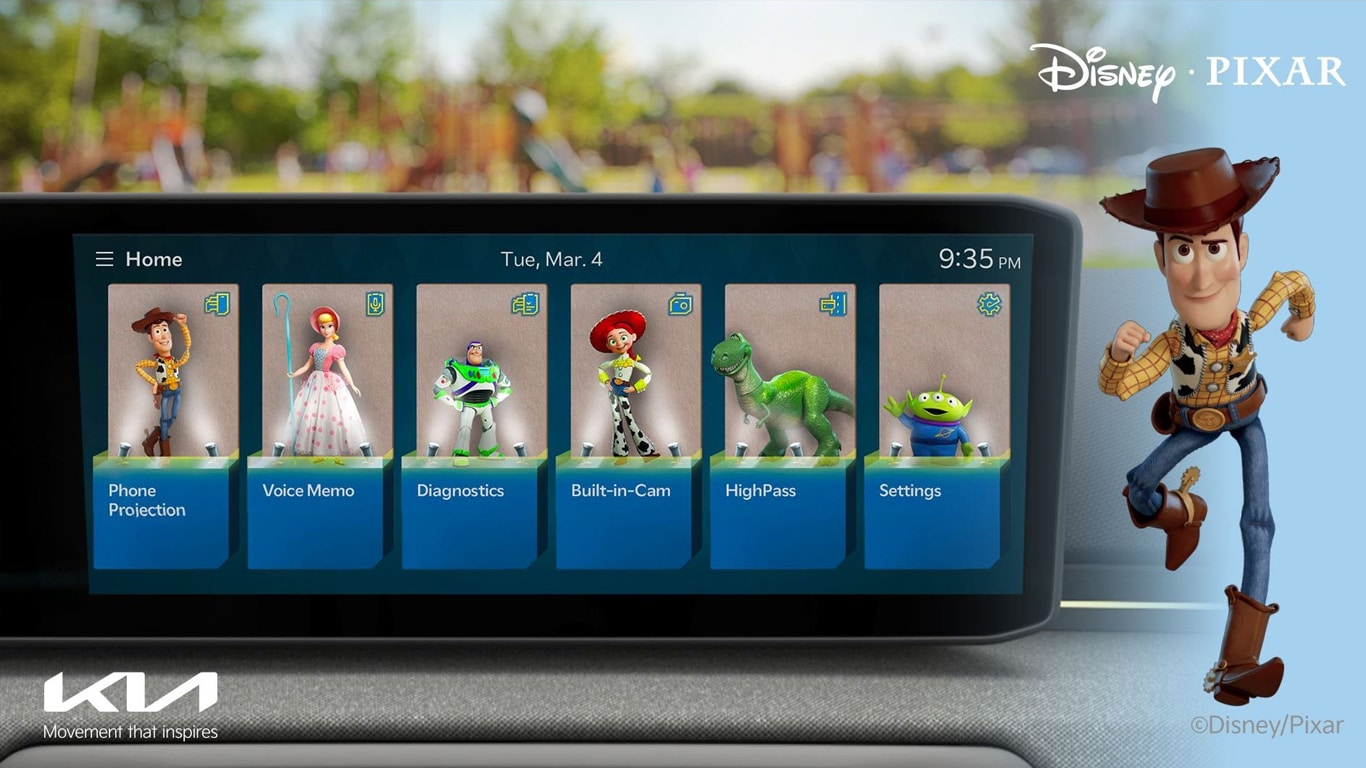 KIA-Disney-Pixar-Toy-Story Motoristas de Kia poderão personalizar o painel com personagens da Disney, Pixar, Marvel e Star Wars