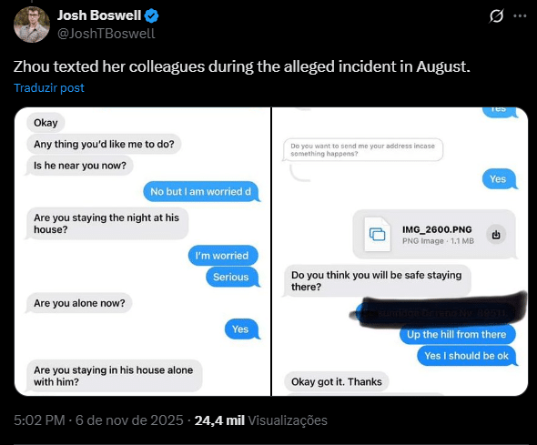 Cineasta publica prints e acusa Jeremy Renner de enviar fotos explícitas e fazer ameaças image-50 Cineasta publica prints e acusa Jeremy Renner de enviar fotos explícitas e fazer ameaças