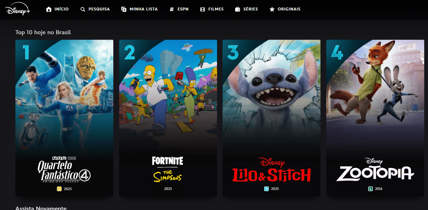 Quarteto Fantástico: Primeiros Passos lidera o Disney+ em dezenas de países image-56 Quarteto Fantástico: Primeiros Passos lidera o Disney+ em dezenas de países